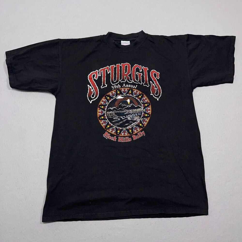 Vintage 1999 Sturgis Shirt Men XL‎ Black Hills Rally Aztec Biker Eagle USA